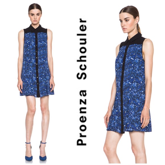 NEW Proenza Schouler Silk Microprint Shirt Dress - Picture 3 of 16